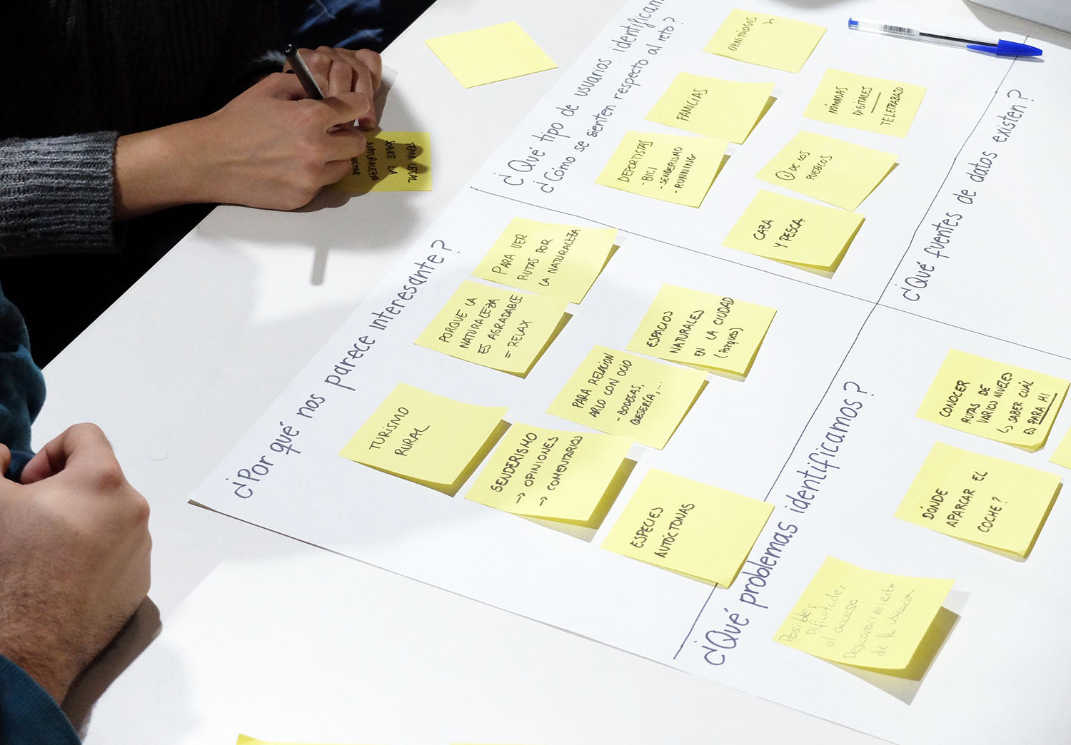 Detalle de un poster con post-its, se lee la frase