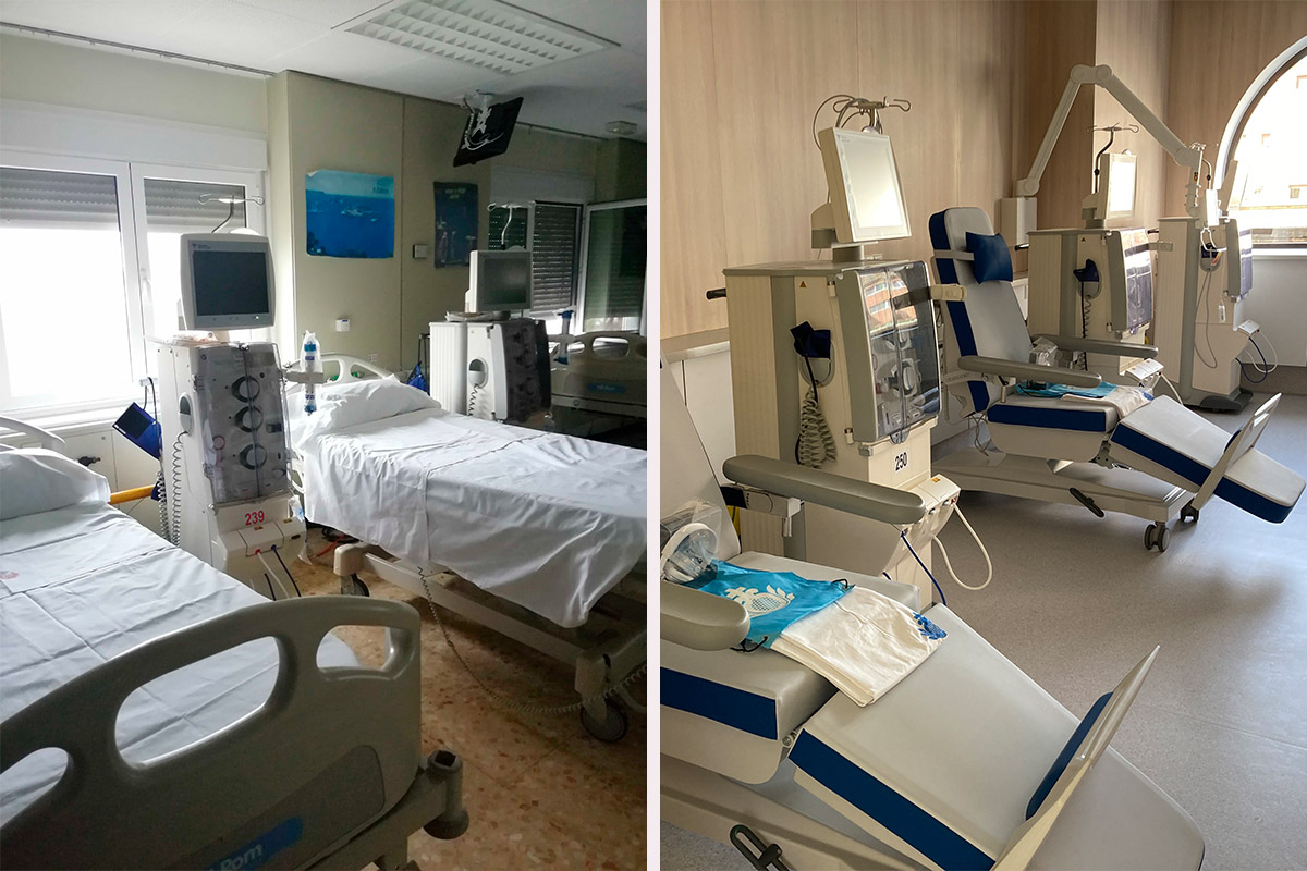 Antes y después del mobiliario de la unidad