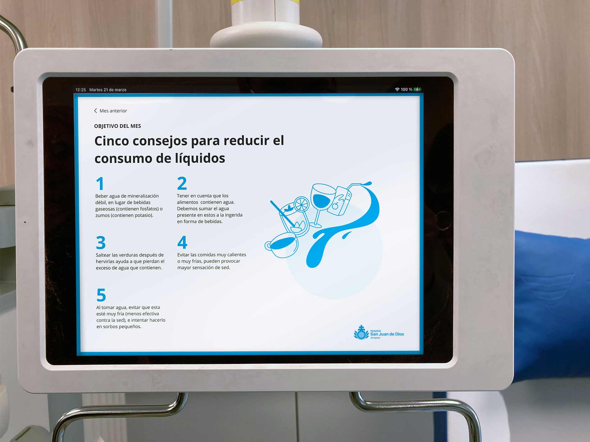 Mensajes saludables en las pantallas de la unidad