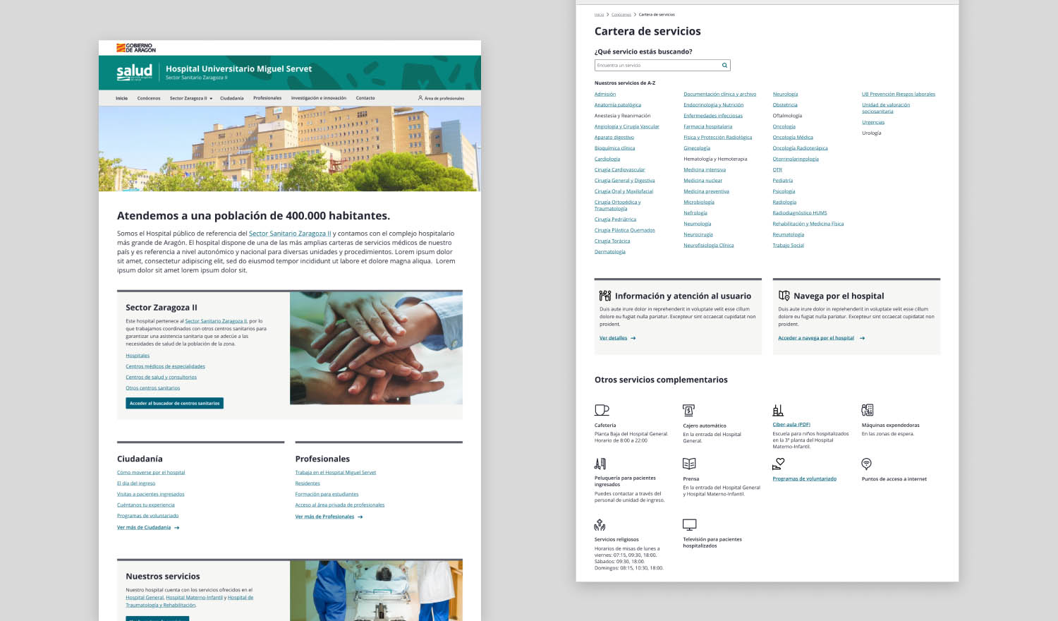 Plantilla con el ejemplo de la web del Hospital Miguel Servet
