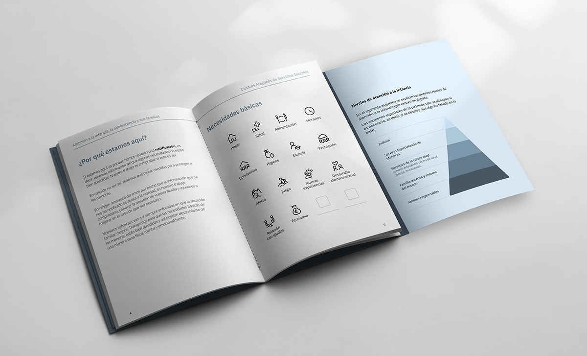 Cuaderno para familias desplegable diseñado con comunicación clara