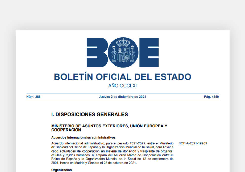 Pagina del BOE Boletín oficial del estado