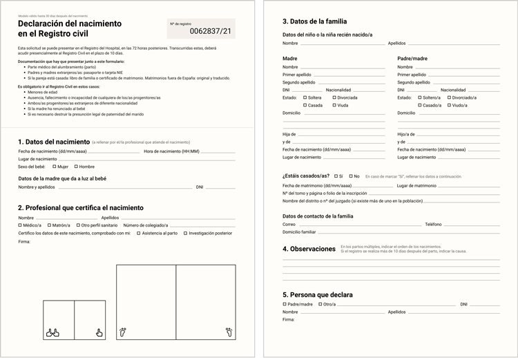 Formulario rediseñado. Cara A y B.